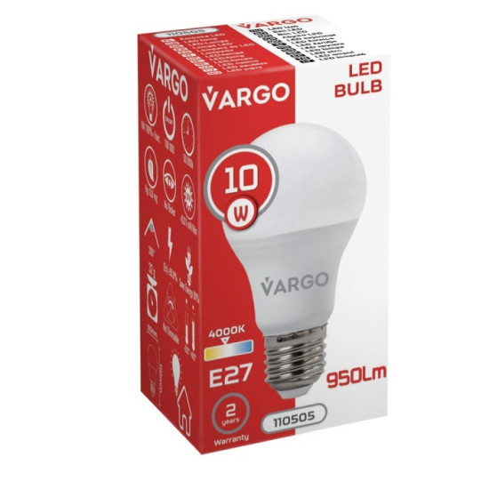 VARGO LED spuldze A60 10W E27 4000K 950 lm