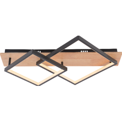 VARGO LED lustra 78W melna ar koka elementiem DL1385