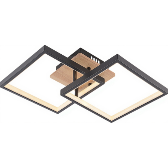 VARGO LED lustra 68W melna ar koka elementiem DL1387