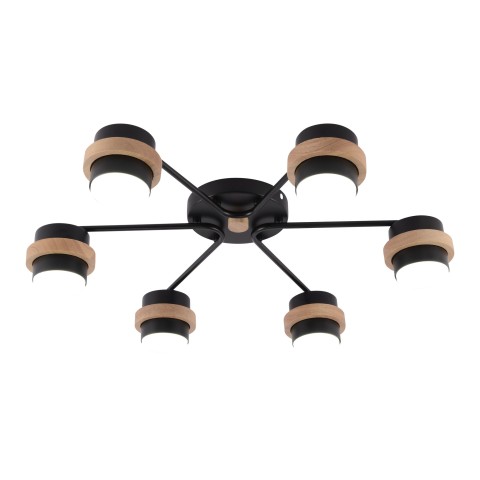 Chandelier with wood details, VARGO 6×GX53 black DL1267 Chandelier with wood details, VARGO 6×GX53 black DL1267