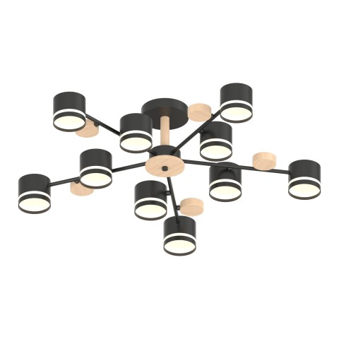Chandelier with wood details, VARGO 10×GX53 black DL1280 Chandelier with wood details, VARGO 10×GX53 black DL1280