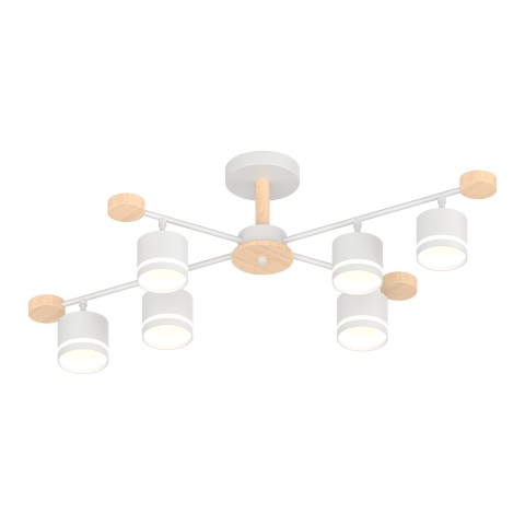 Chandelier with wood details, VARGO 6×GX53 white DL1281 Chandelier with wood details, VARGO 6×GX53 white DL1281