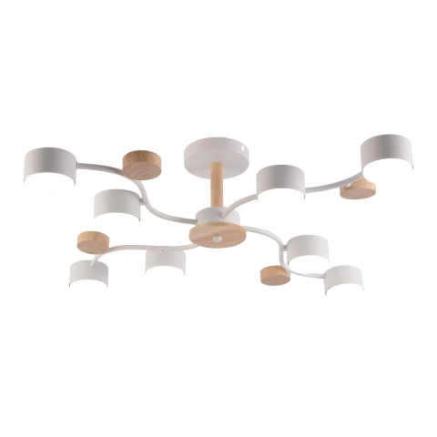 Chandelier with wood details, VARGO 8×GX53 white DL1308 Chandelier with wood details, VARGO 8×GX53 white DL1308