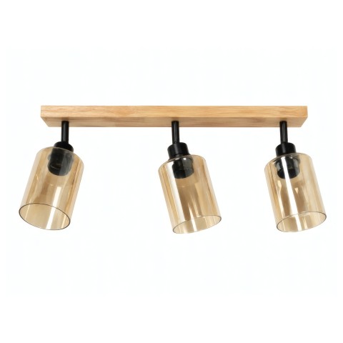 Ceiling light with wood details, VARGO 3×E14 black DL1324 Ceiling light with wood details, VARGO 3×E14 black DL1324