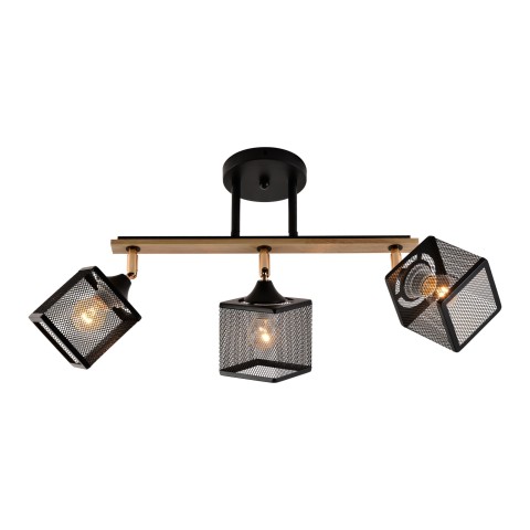 Chandelier with wood details, VARGO 3×E27 black DL1335 Chandelier with wood details, VARGO 3×E27 black DL1335