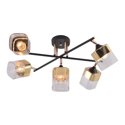 Chandelier for living room, VARGO 5×E27 black and gold DL1356 Chandelier for living room, VARGO 5×E27 black and gold DL1356