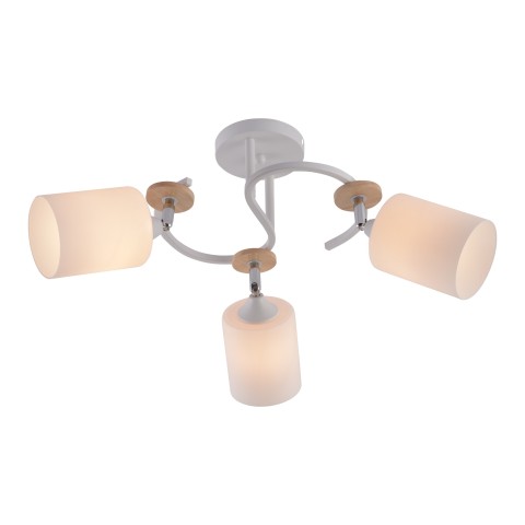Chandelier with wood details, VARGO 3×E27 white DL1362 Chandelier with wood details, VARGO 3×E27 white DL1362