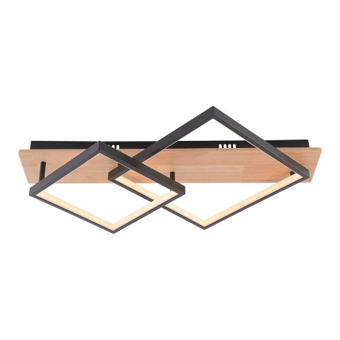 LED chandelier with wood details, VARGO 78W black DL1385 LED chandelier with wood details, VARGO 78W black DL1385