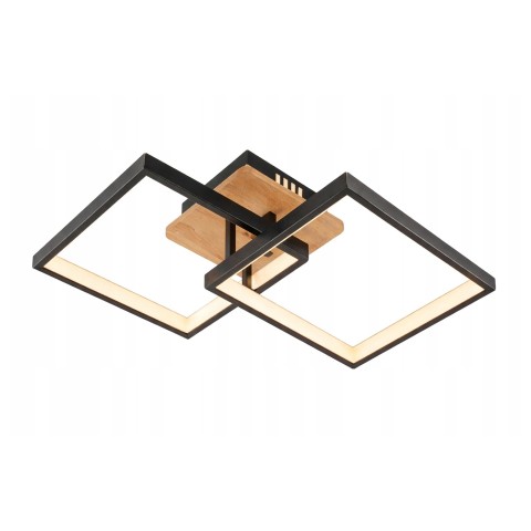 LED chandelier with wood details, VARGO 68W black DL1387 LED chandelier with wood details, VARGO 68W black DL1387