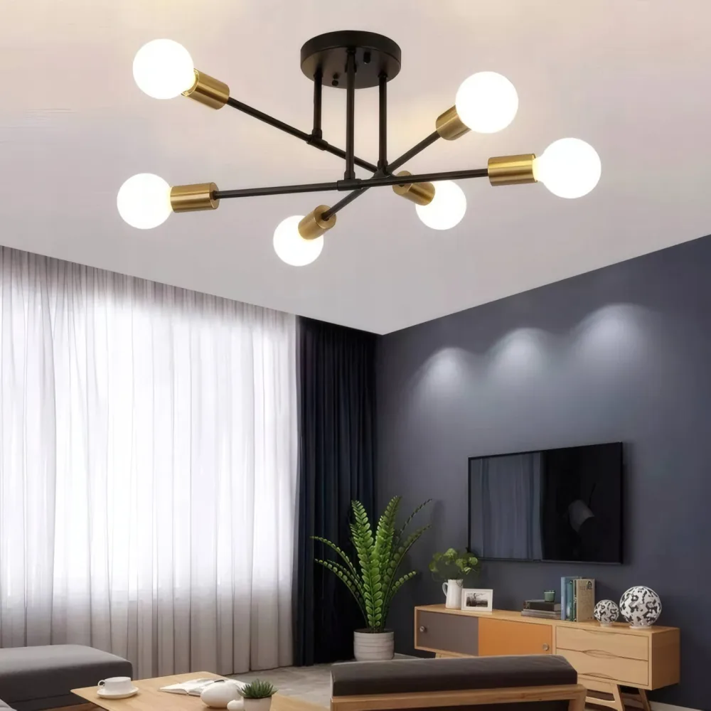 Lustra virtuvei, VARGO 6×E27 melna DL1253 — Foto 2