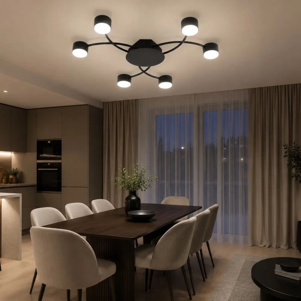 Lustra guļamistabai, VARGO 6×GX53 melna DL1306 — Foto 3
