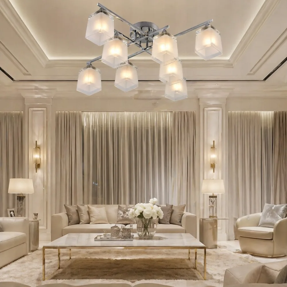 Chandelier for living room, VARGO 8×E27 chrome DL1342 — Photo 3
