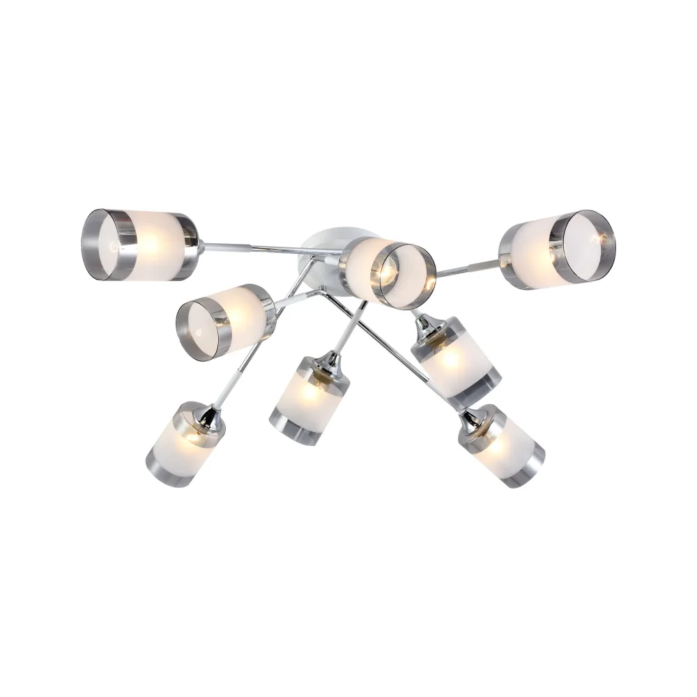 Chandelier for living room, VARGO 8×E27 white and chrome DL1344