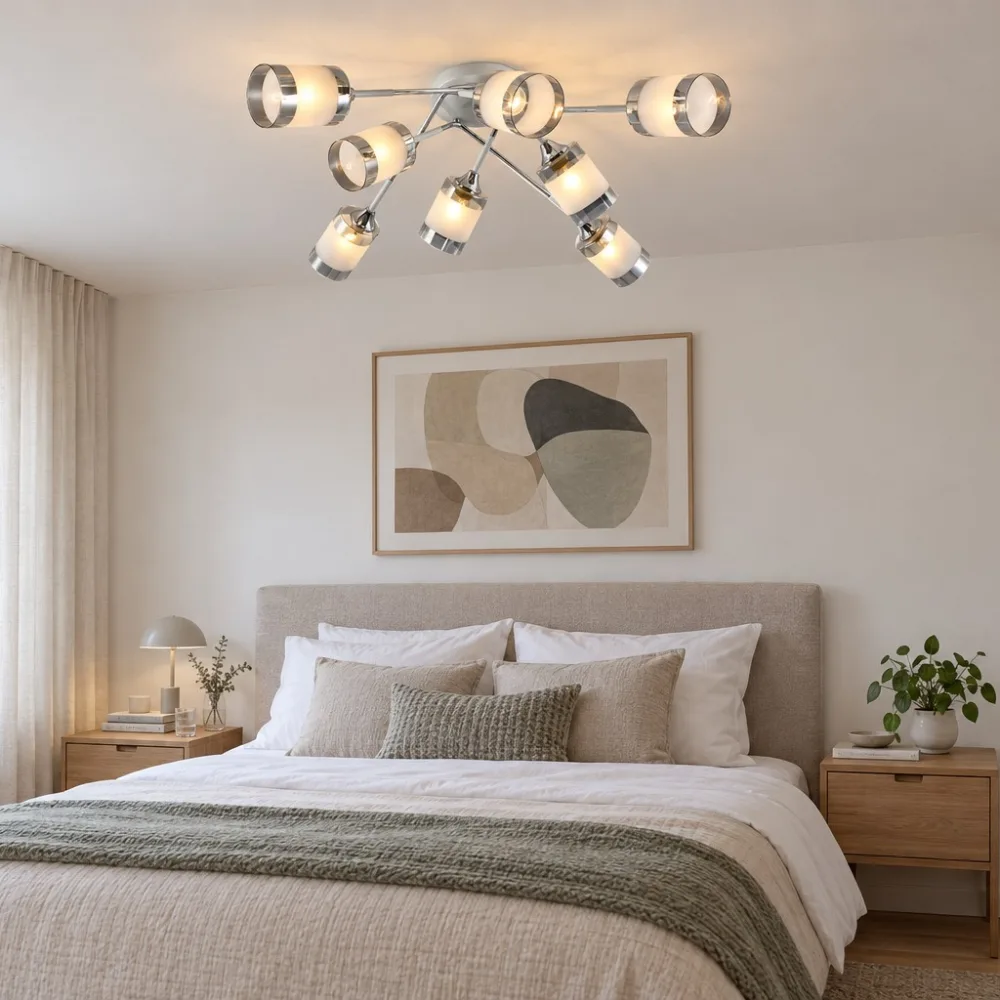 Chandelier for living room, VARGO 8×E27 white and chrome DL1344 — Photo 2