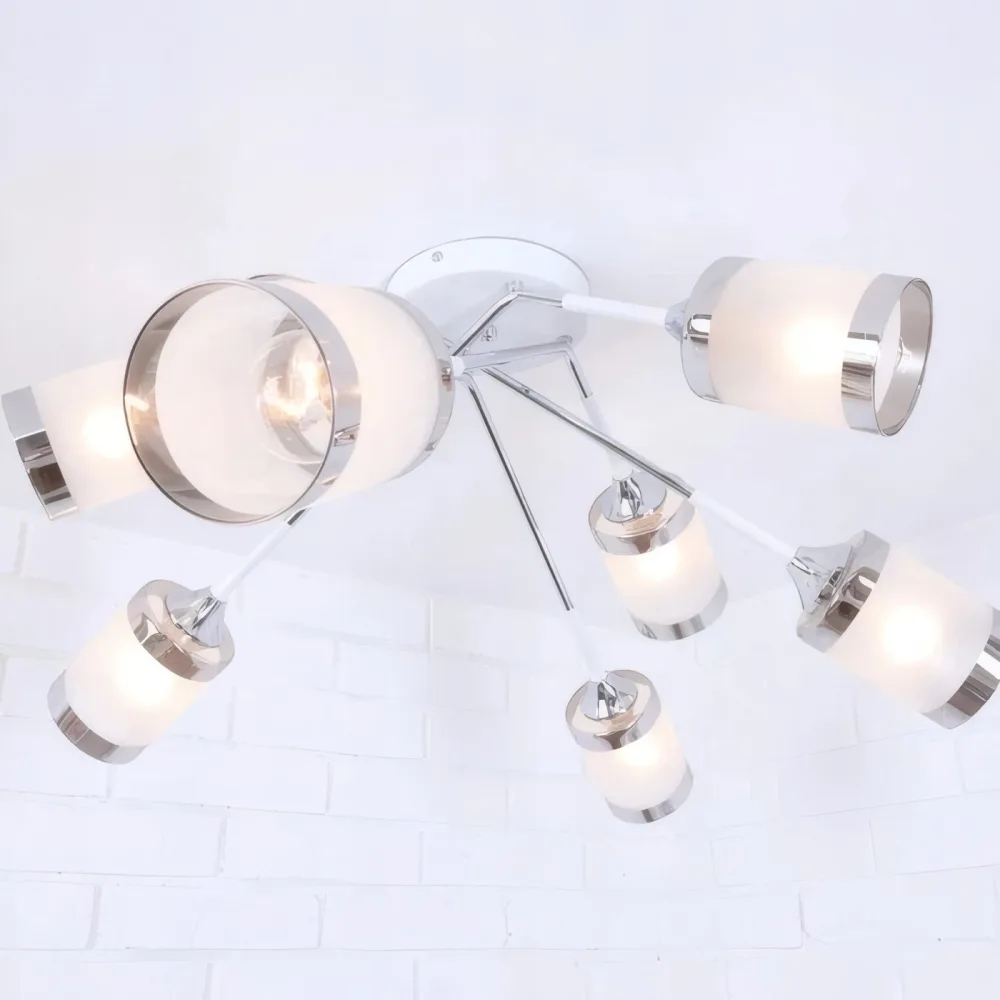 Chandelier for living room, VARGO 8×E27 white and chrome DL1344 — Photo 4