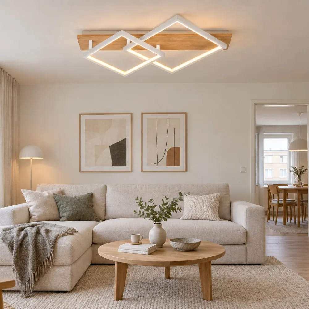 LED lustra ar koka elementiem, VARGO 78W balta DL1384 — Foto 2