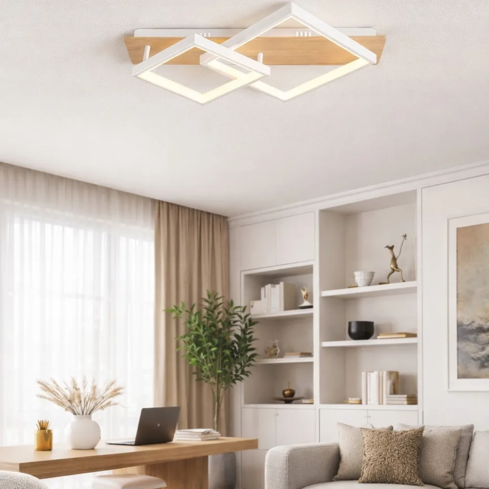 LED lustra ar koka elementiem, VARGO 78W balta DL1384 — Foto 3
