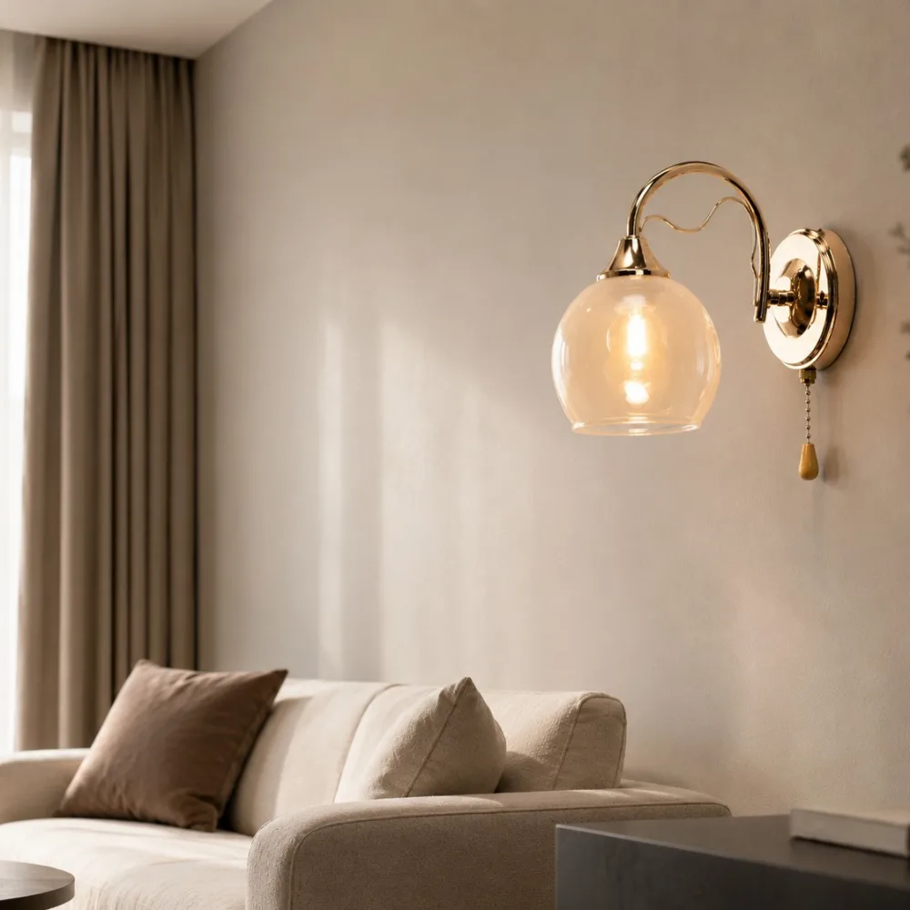 Wall light for living room, VARGO 1×E27 gold DL1391 — Photo 2