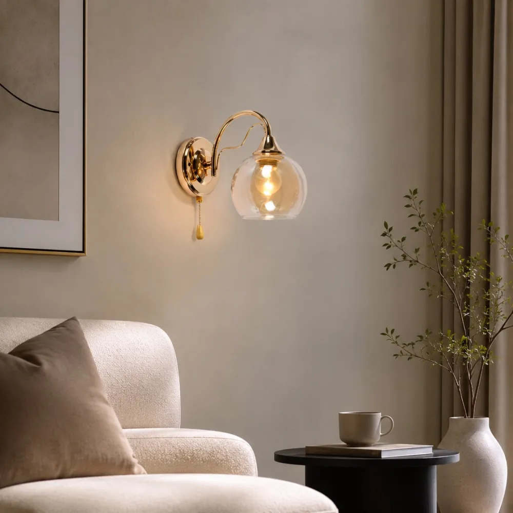 Wall light for living room, VARGO 1×E27 gold DL1391 — Photo 3