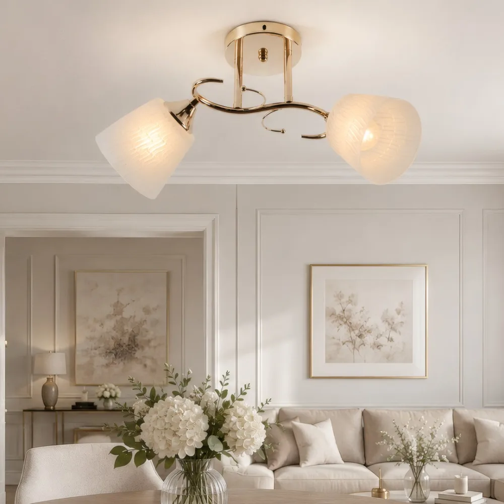 Chandelier for kitchen, VARGO 2×E27 gold DL1393 — Photo 2