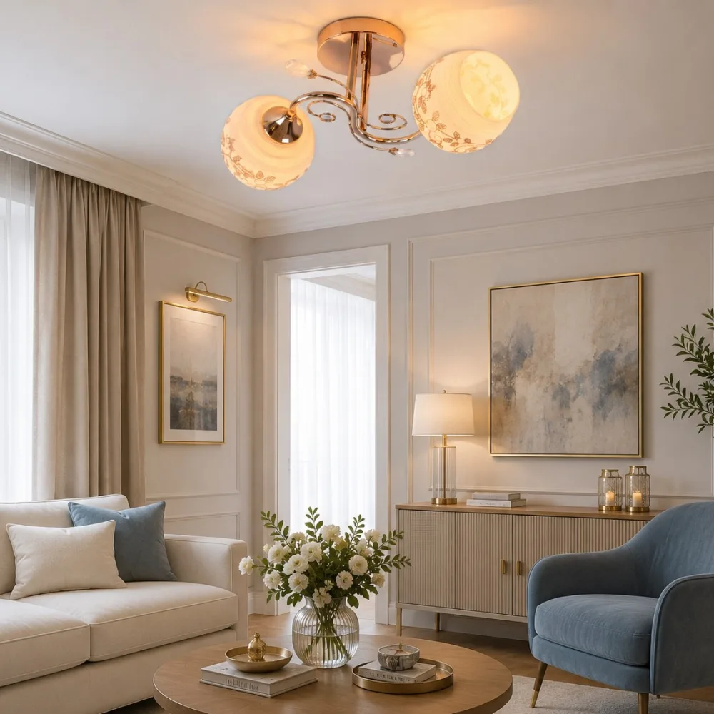 Chandelier for dining room, VARGO 2×E27 gold DL1396 — Photo 2