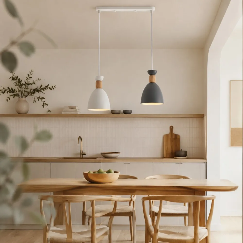 Rippvalgusti kööki, VARGO 2×E27 valge ja hall DL1414 — Foto 4