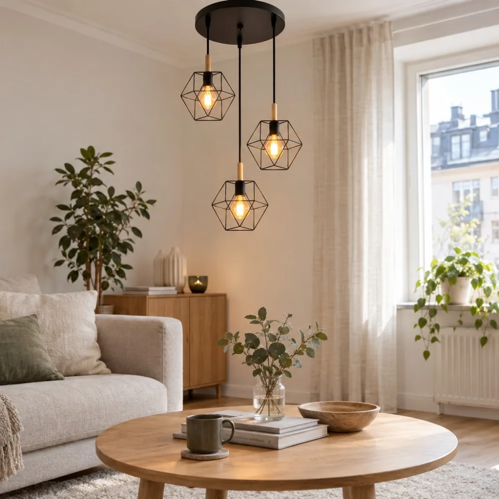 Piekarams gaismeklis ēdamistabai, VARGO 3×E27 melns DL1417 — Foto 2