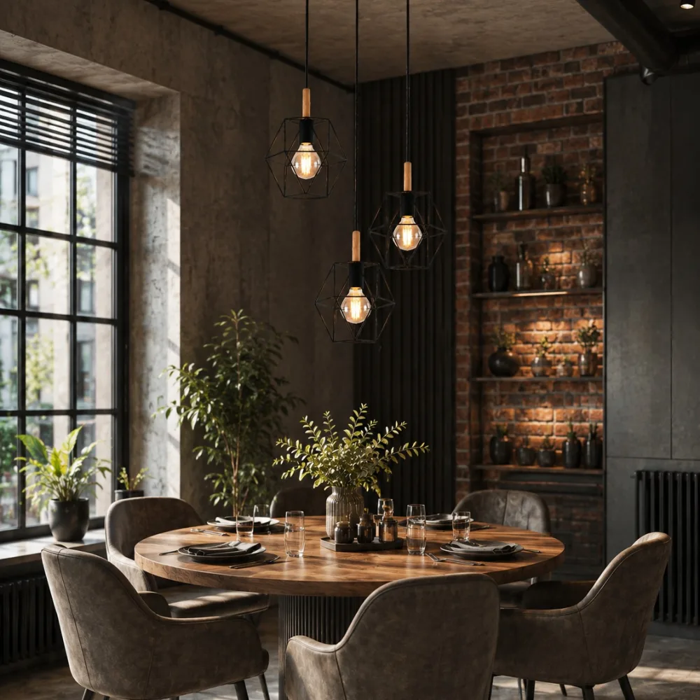 Piekarams gaismeklis ēdamistabai, VARGO 3×E27 melns DL1417 — Foto 3